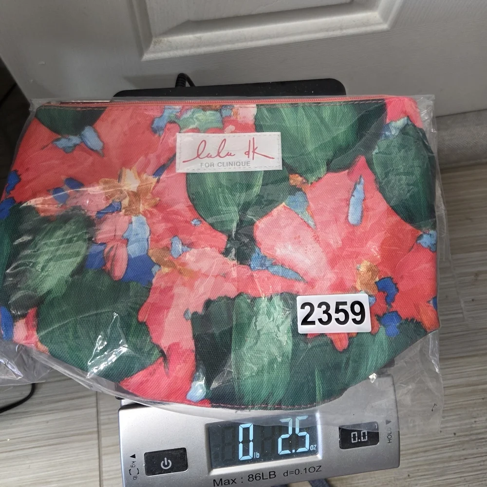 Lulu + Clinique Tropical‎ Colorful Floral Cosmetic Pouch Makeup Bag